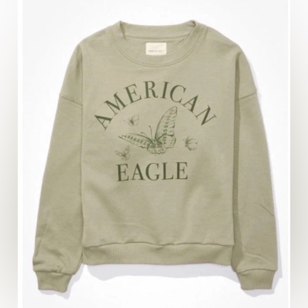 American Eagle Green Crewneck Sweater Small